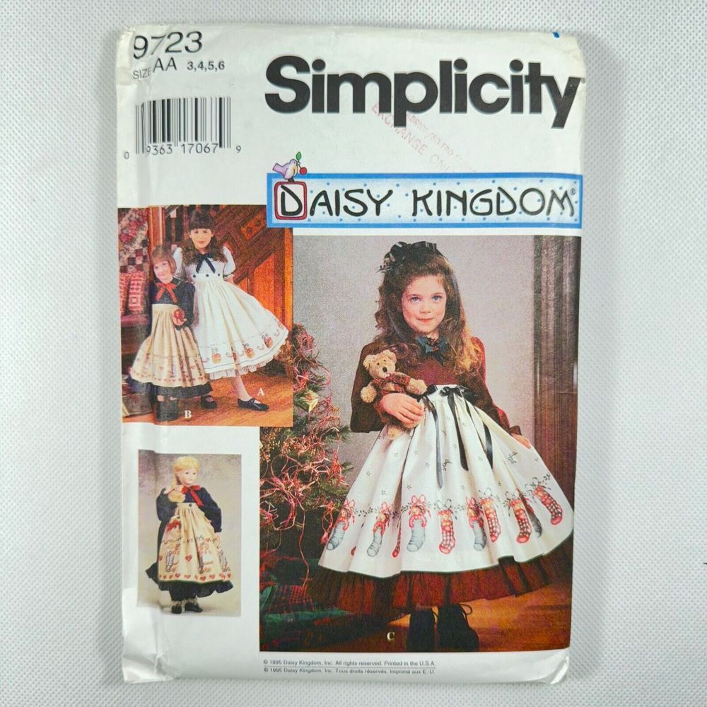 SIMPLICITY Daisy‎ Kingdom 9723 Girls & 18" Doll Uncut Pattern Size AA 3-6 1996